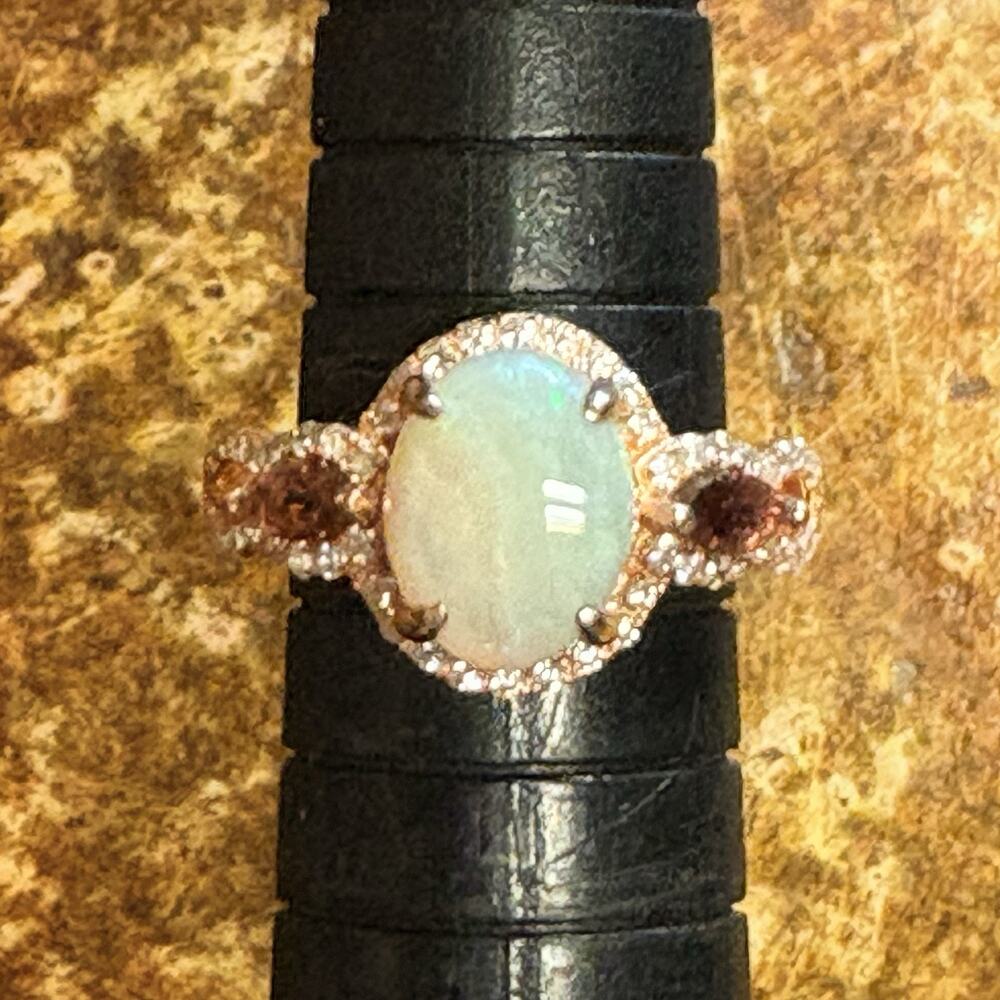 Stauer Ring Size 5 Rose Gold Over Sterling Silver Opal Amethyst & Zircon